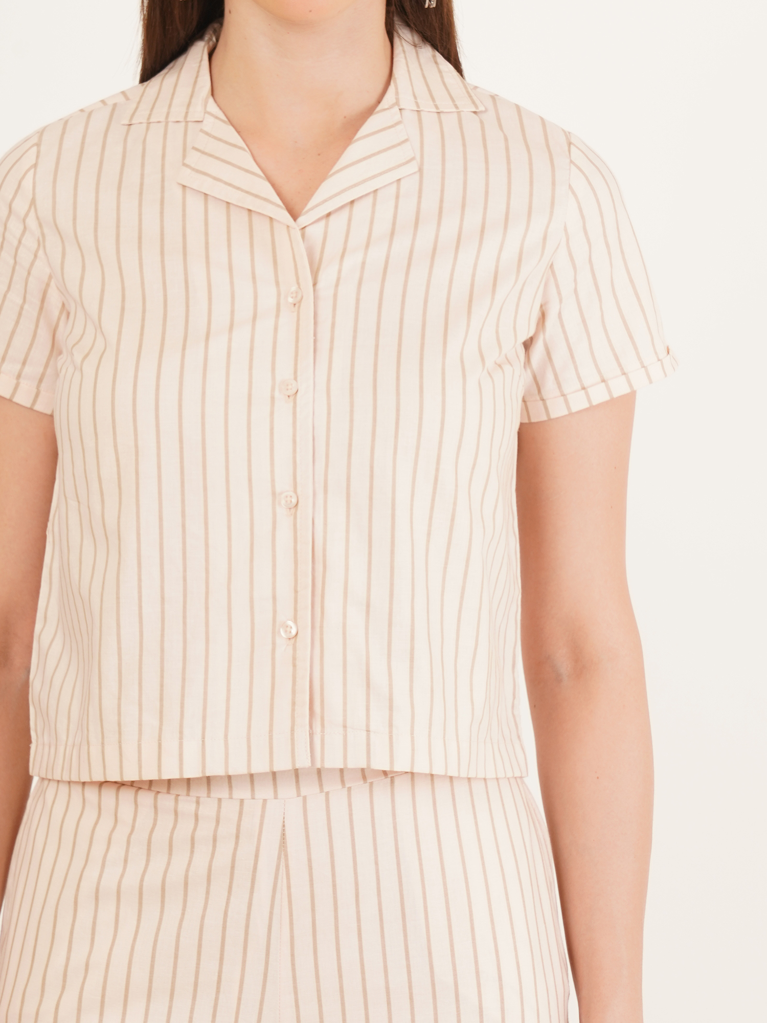 Women Grey & White Stripe Cotton Co-Ord Set 4