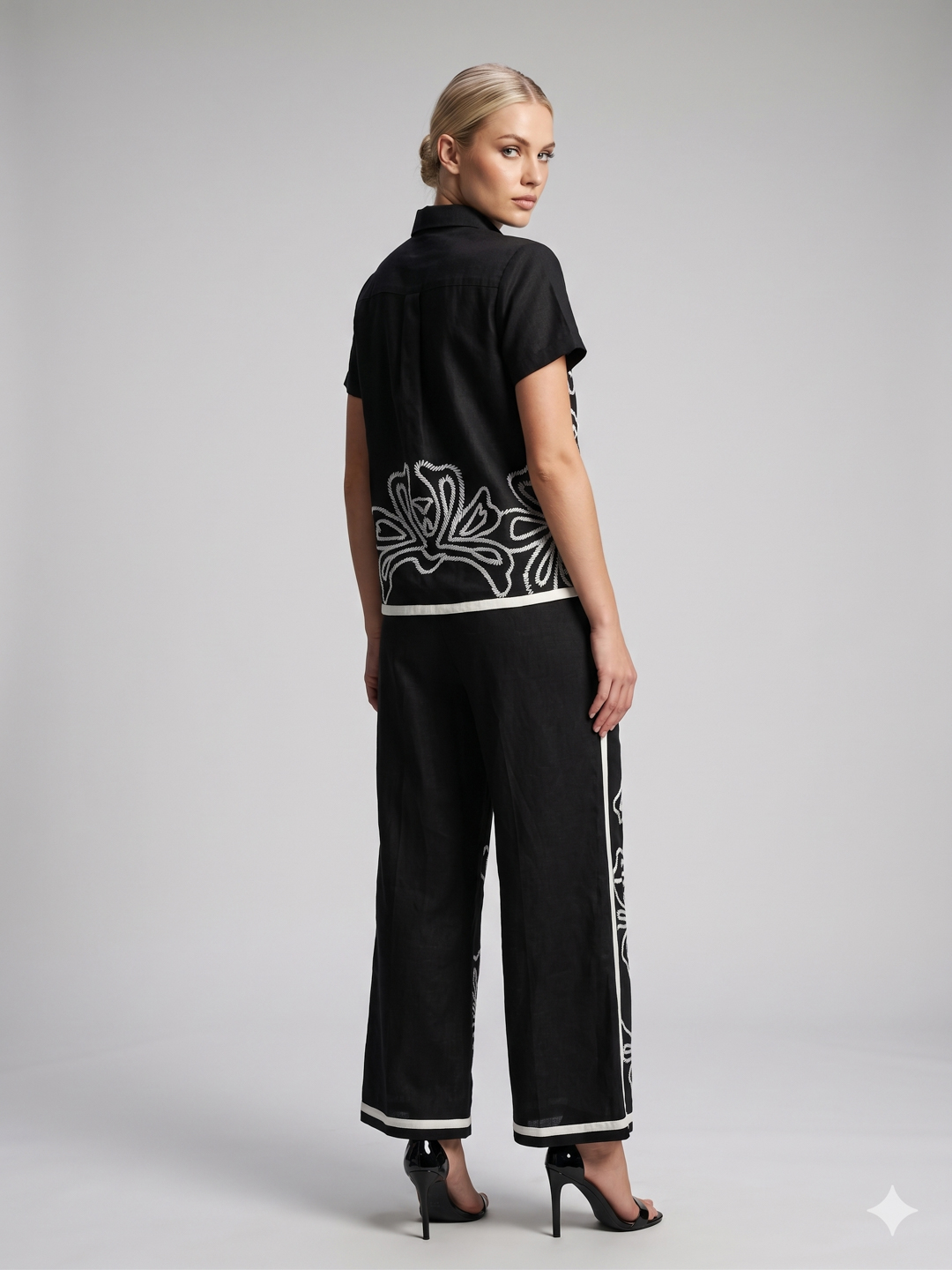 Women Black & White Embroidered Pure Cotton Co-ord Set 4