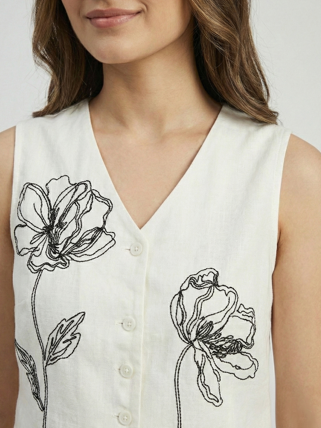 Women Off-White Embroidered Pure Cotton Co-ord Set 2