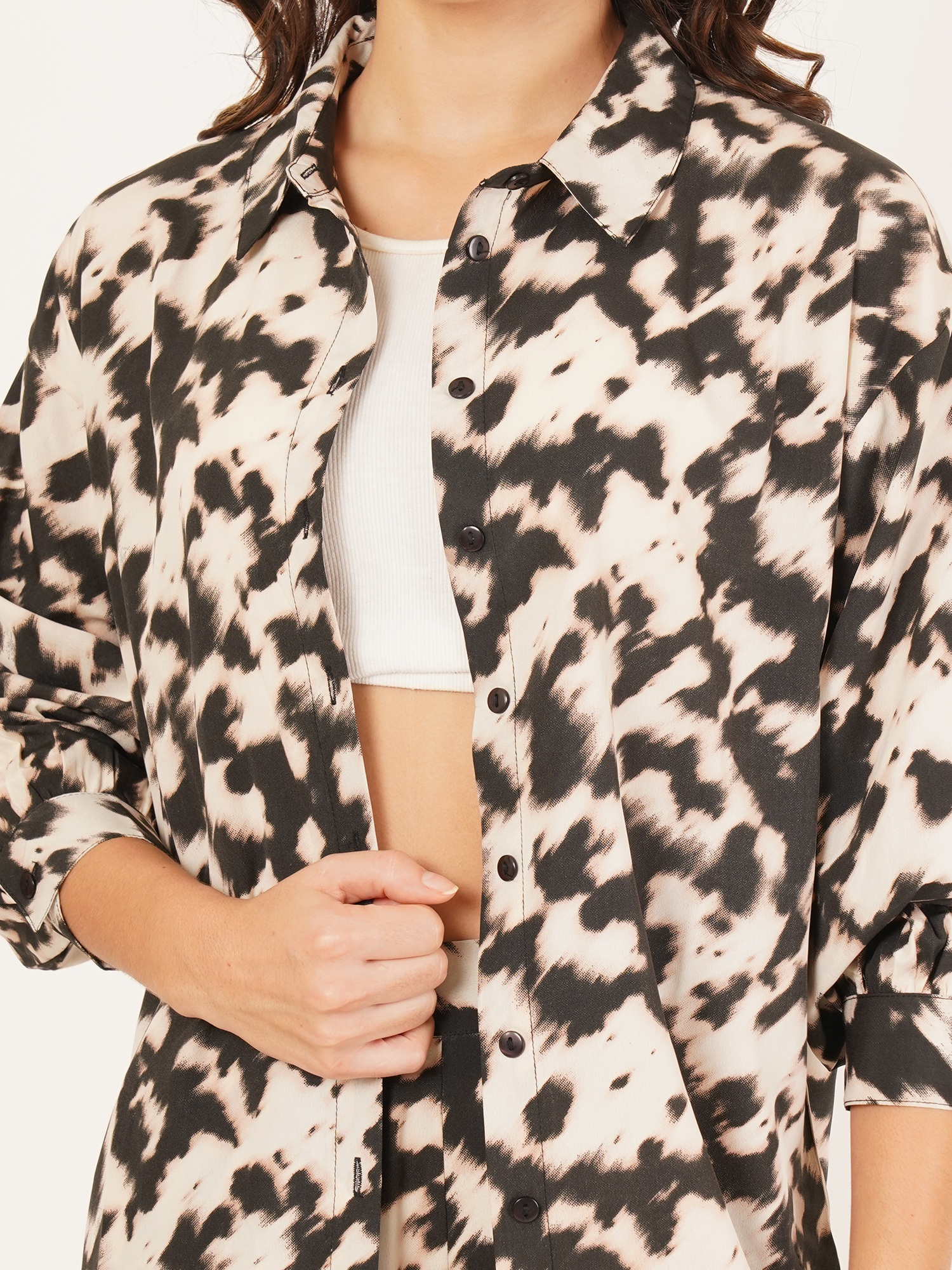 Women Black Animal Print Shirt & Trouser Co-ord Set 3