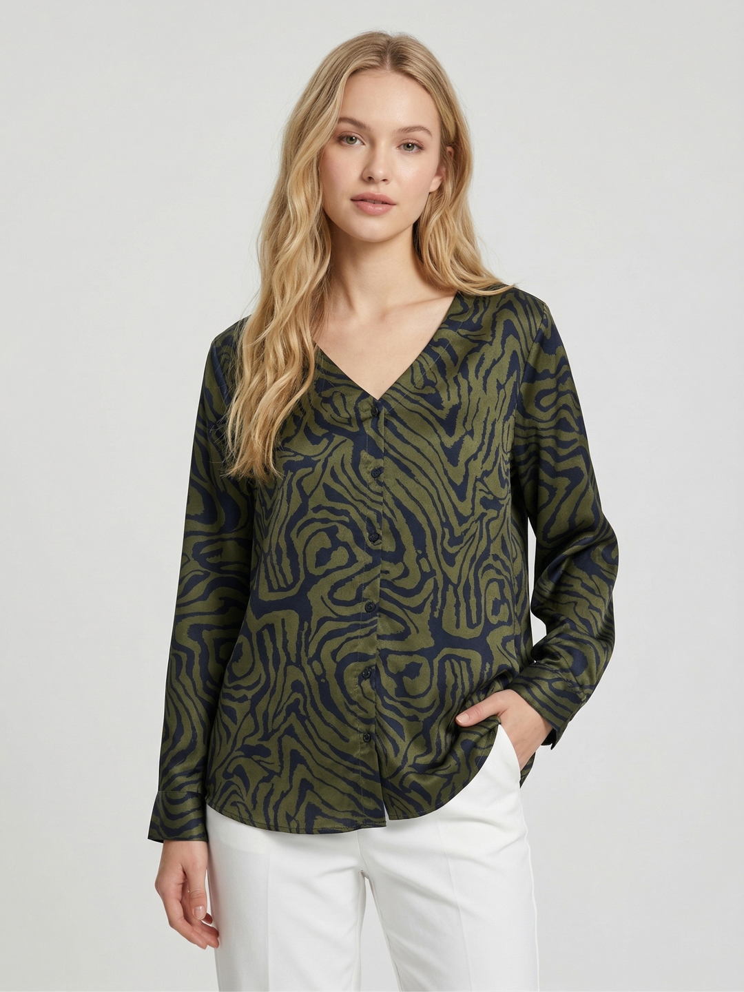 Women Satin Printed Longline Plus Size Top 4