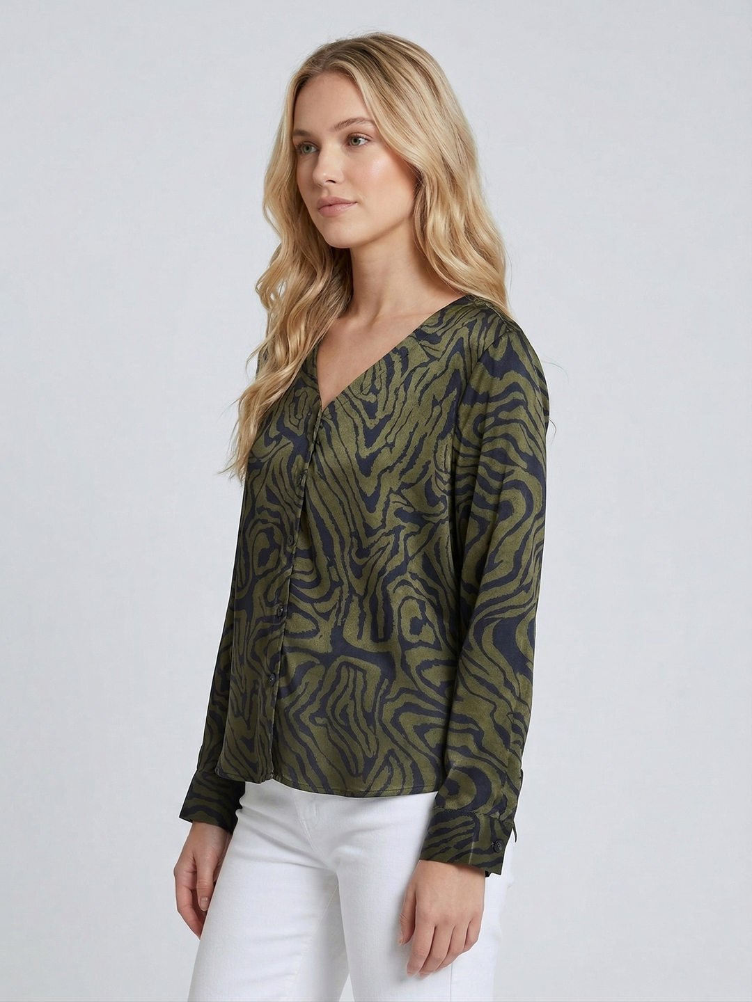 Women Satin Printed Longline Plus Size Top 6