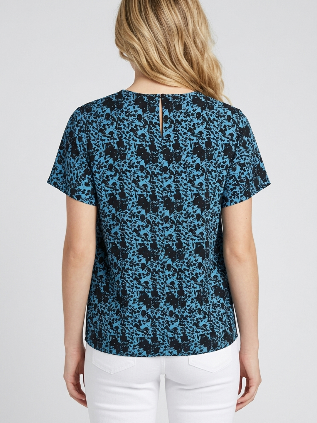 Women Blue Floral Print Plus Size Top 2