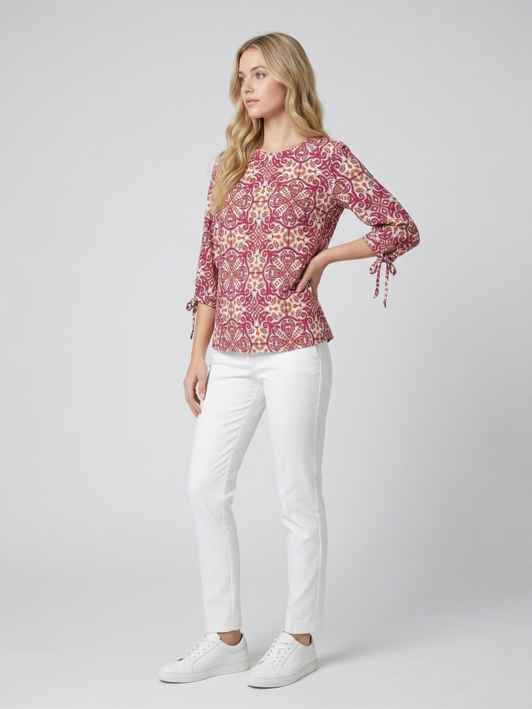 Women Printed Plus Size Cotton Top 2