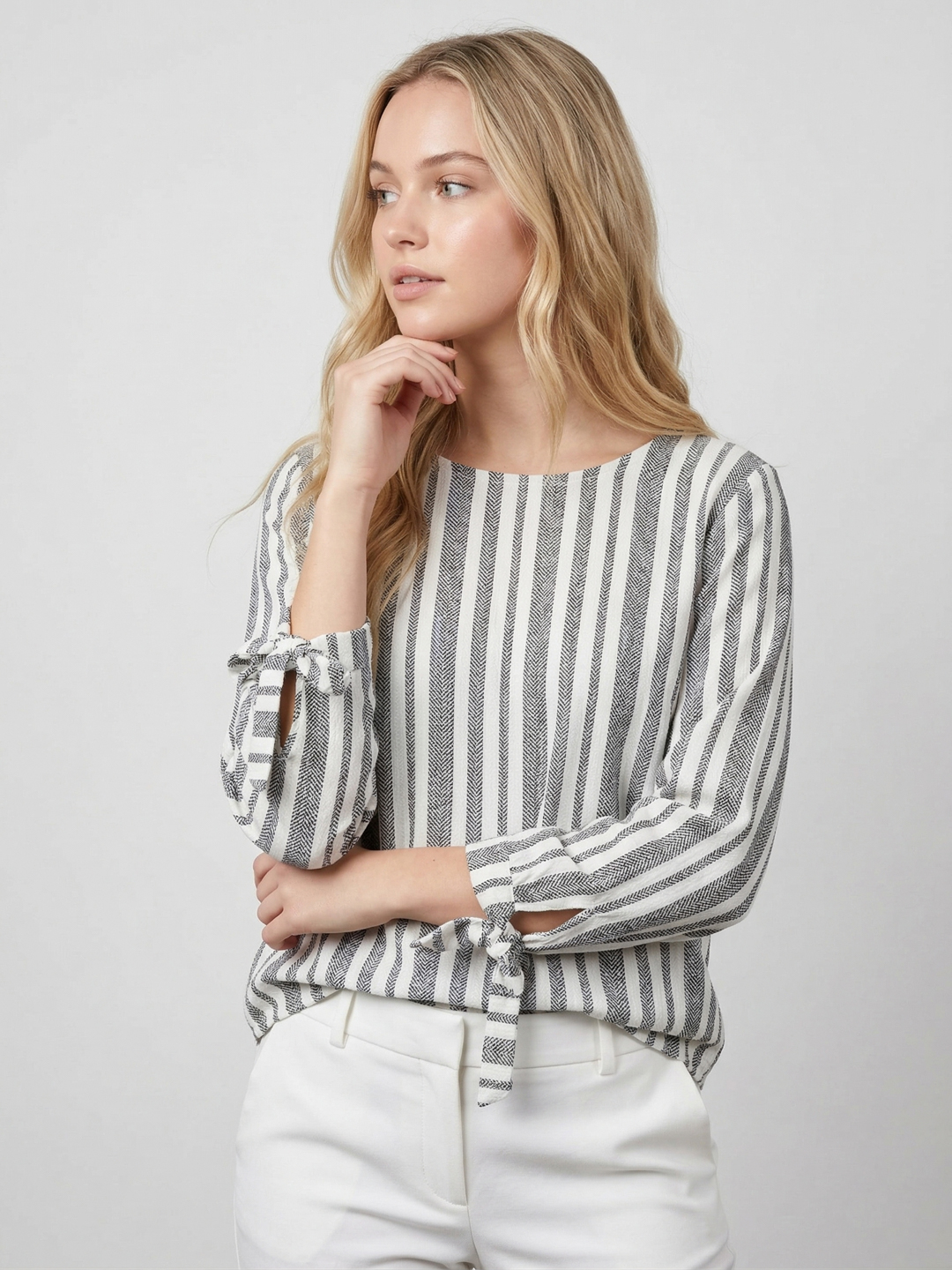 Women Rayon Stripe Plus Size Women Top 2