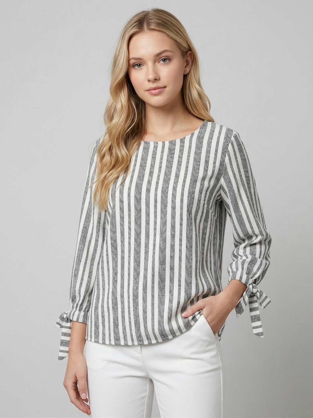 Women Rayon Stripe Plus Size Women Top 3
