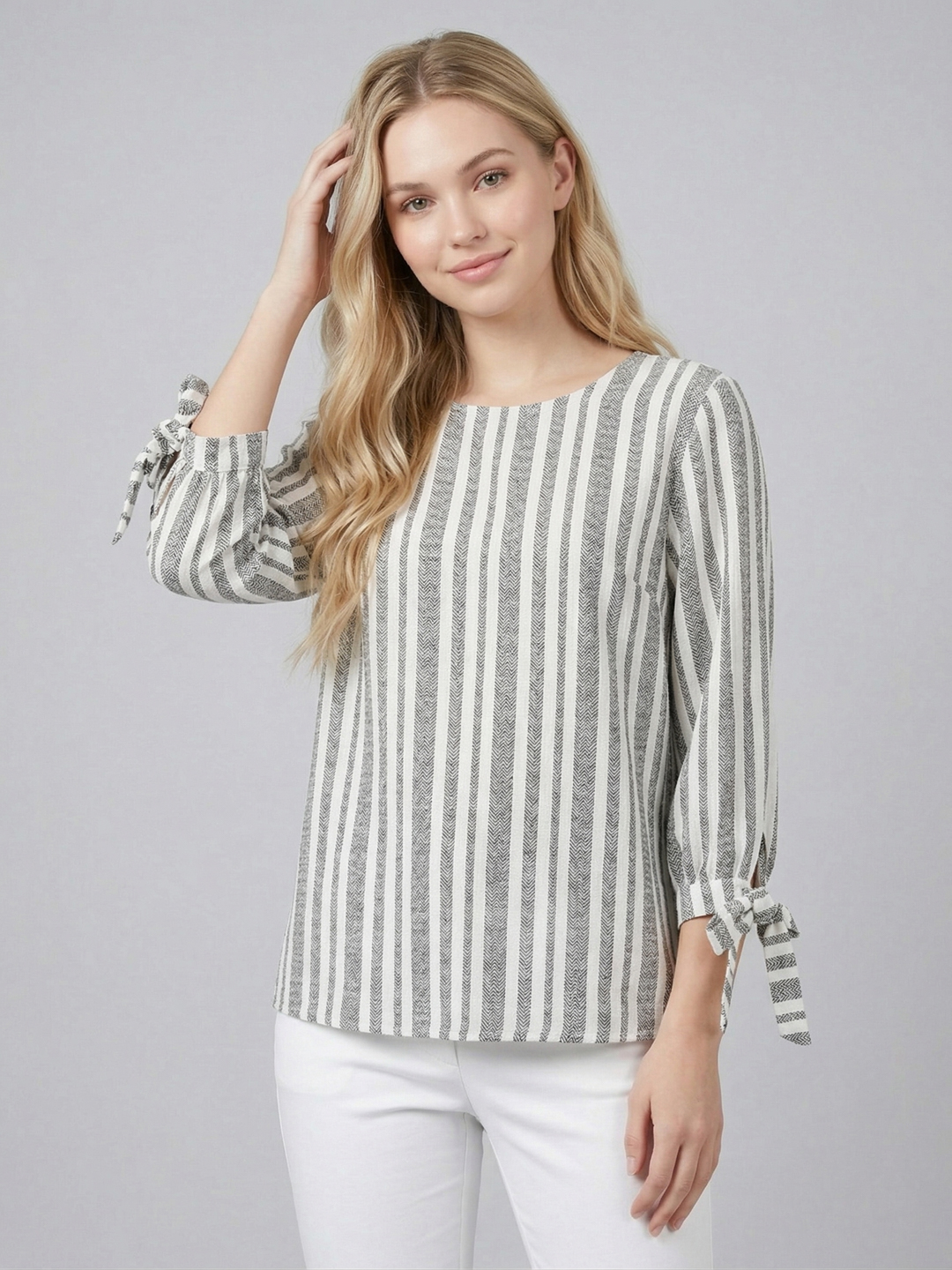 Women Rayon Stripe Plus Size Women Top 5