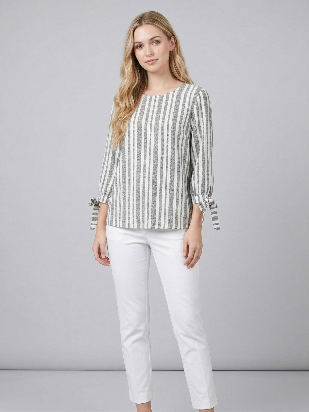 Women Rayon Stripe Plus Size Women Top 6