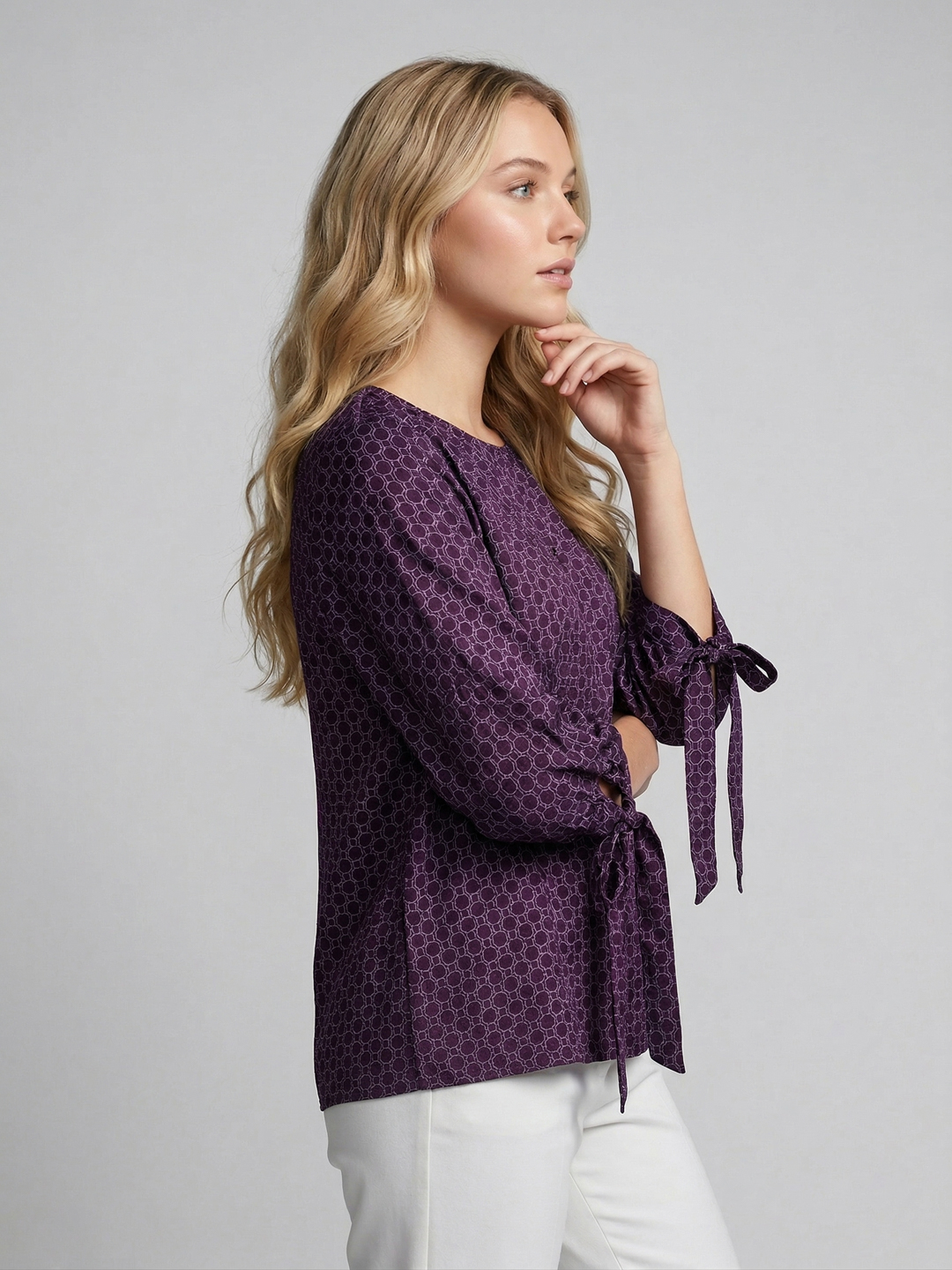 Polka Dot Print Batwing Sleeve Crepe Top 2