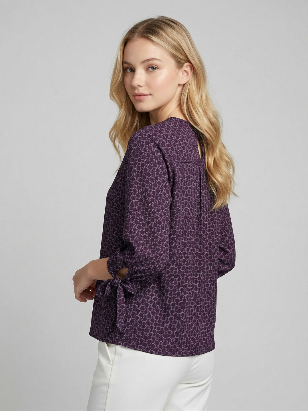 Polka Dot Print Batwing Sleeve Crepe Top 3