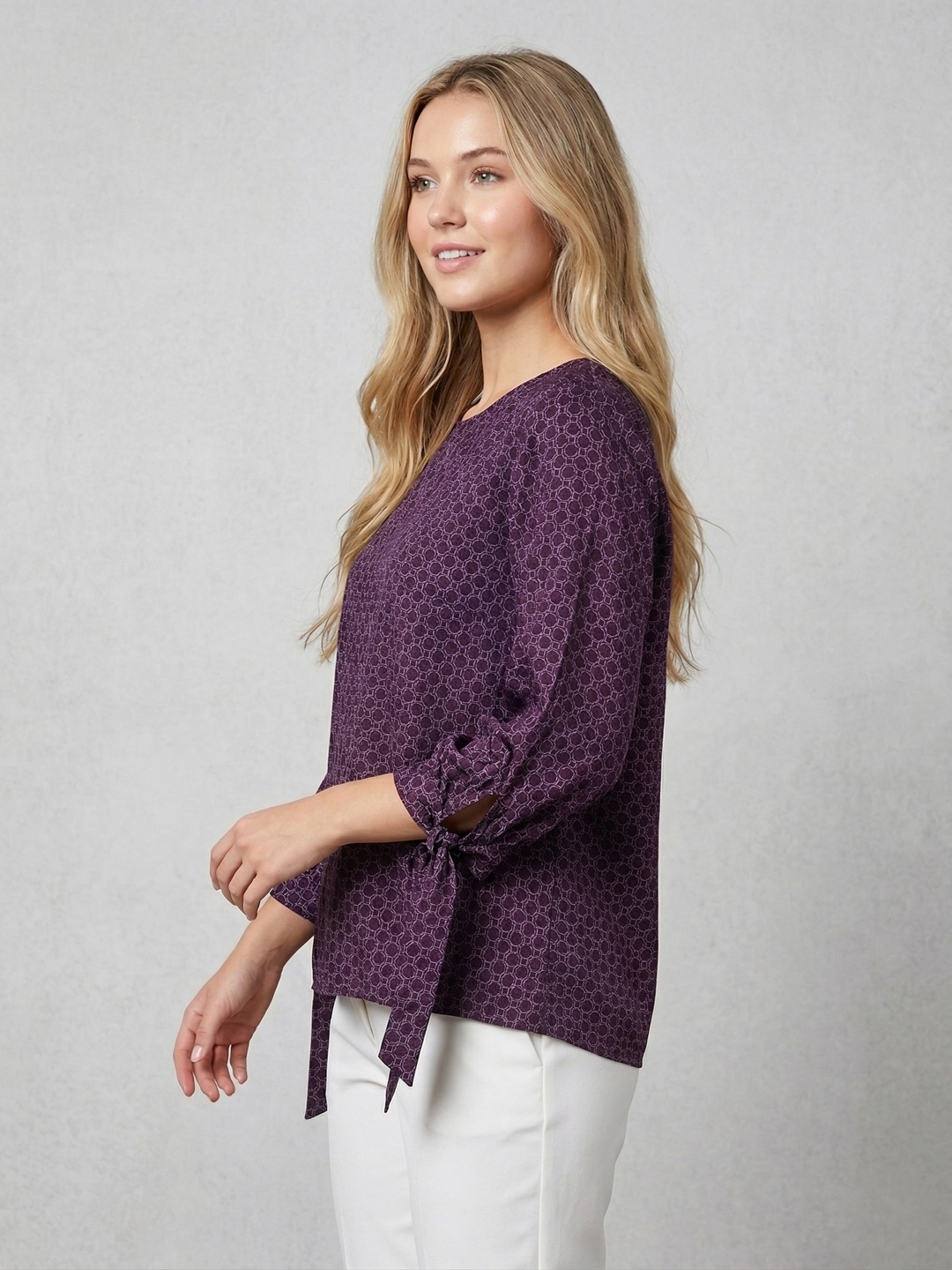 Polka Dot Print Batwing Sleeve Crepe Top 4