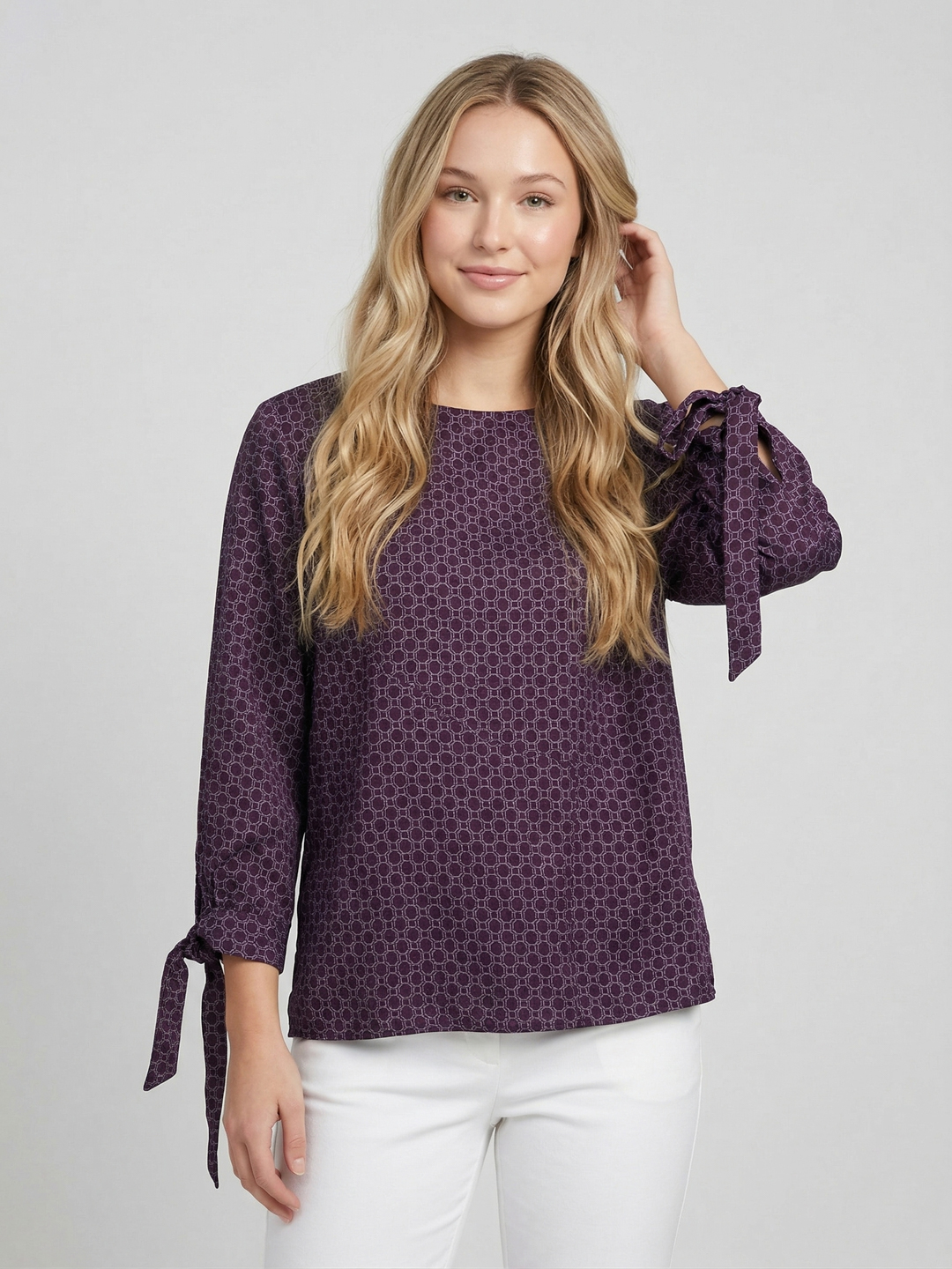 Polka Dot Print Batwing Sleeve Crepe Top 5