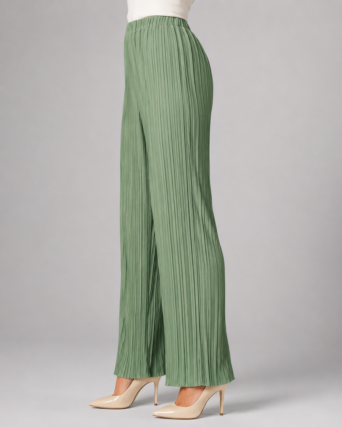 Women Sage Green Crinkle Pleated Wide Leg Lounge Pyjamas 6