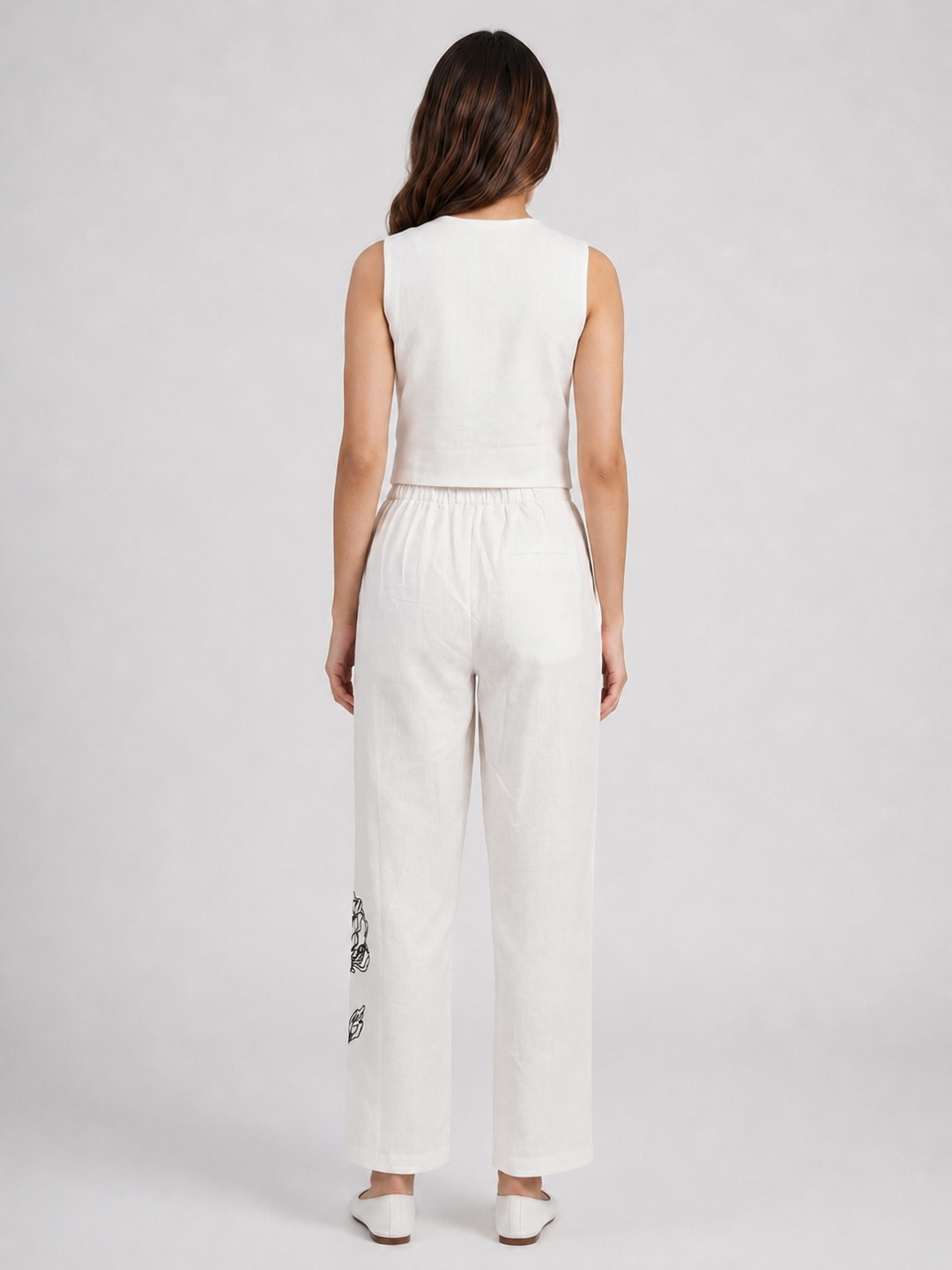 Women Off-White Embroidered Pure Cotton Co-ord Set 4