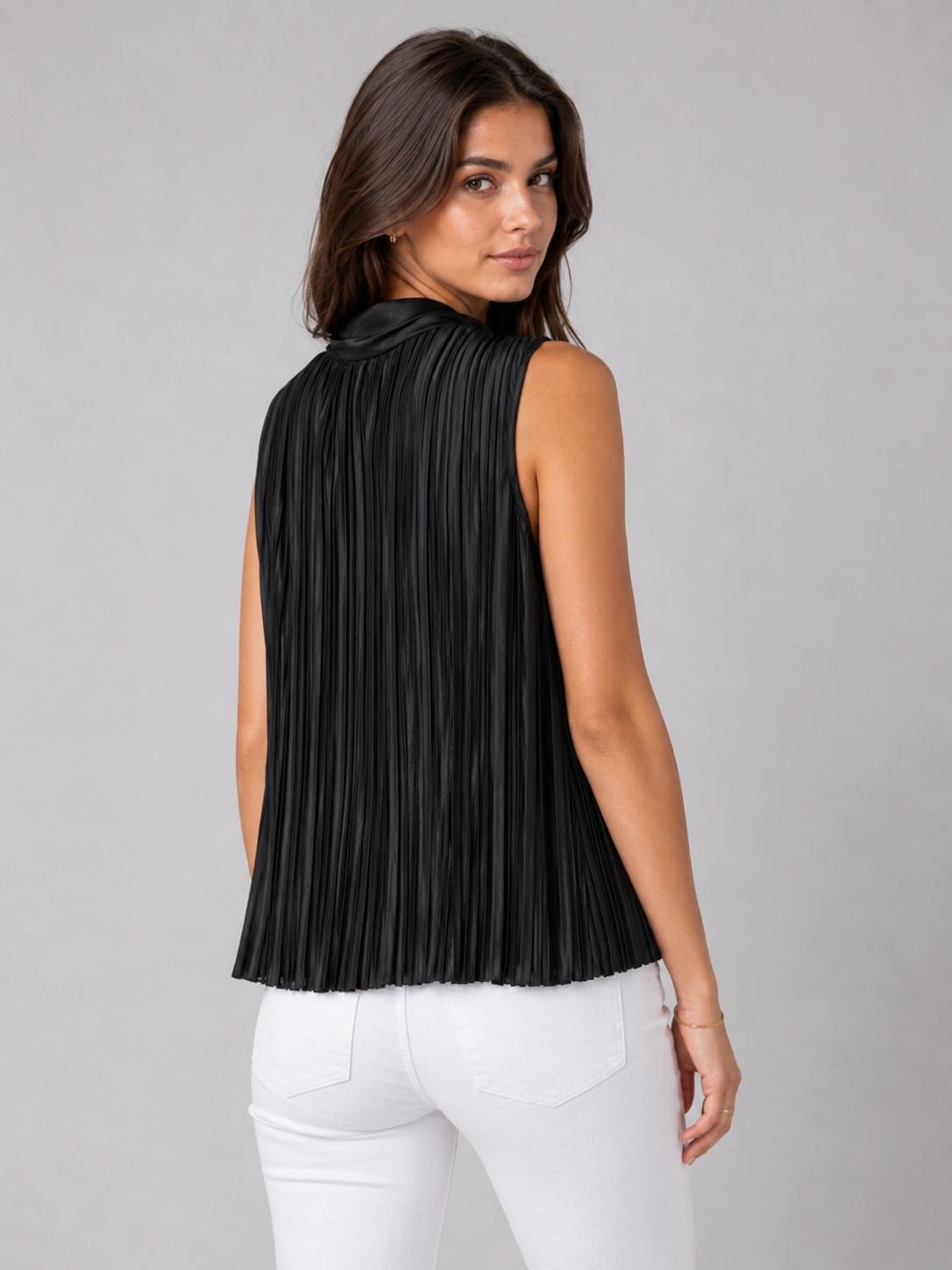Women Pleated Tie-Neck Top 5