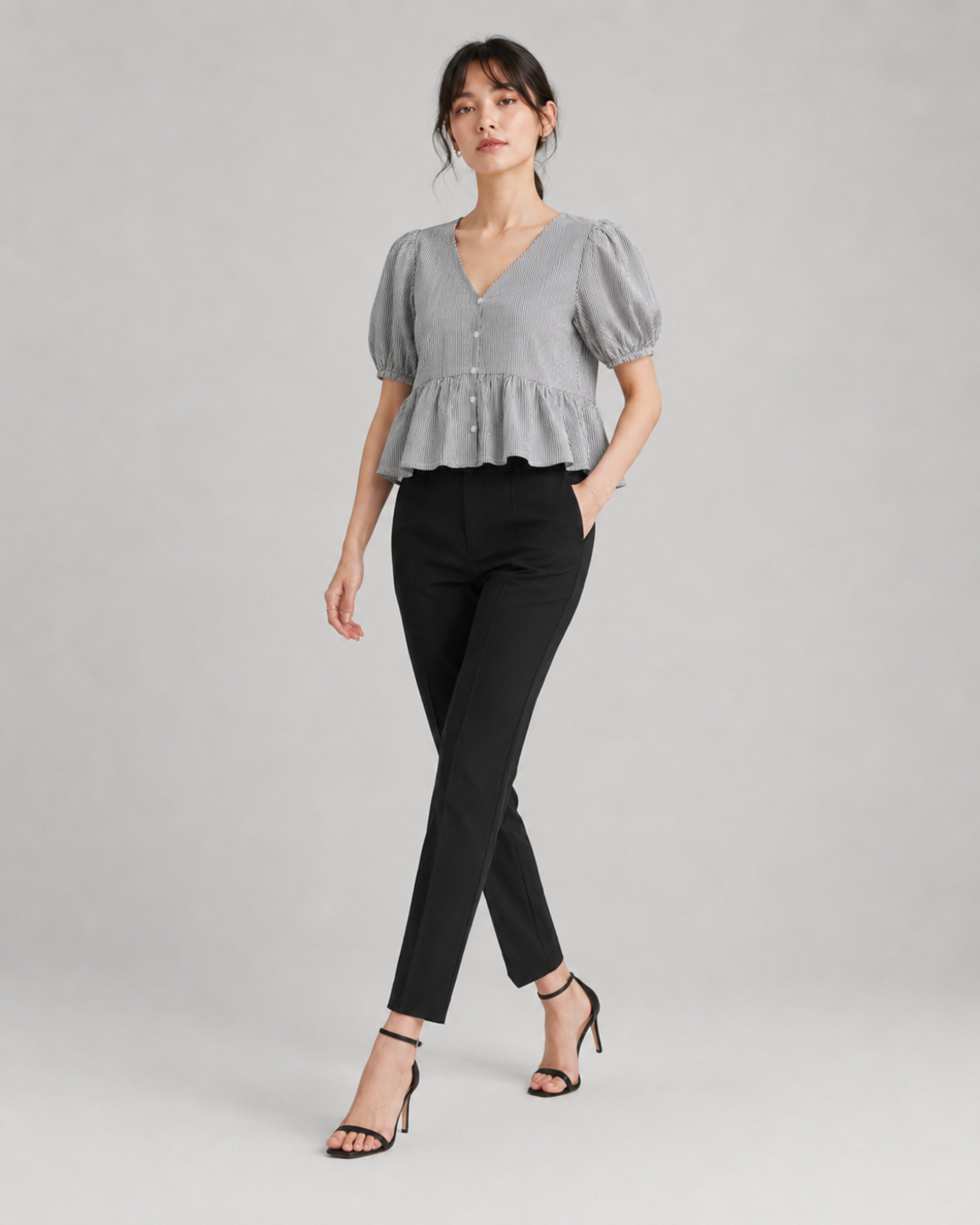 Women Pure Cotton Striped Peplum Top 6